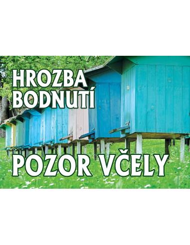 Střední PVC tabule 420x295 mm - pozor, včely - hrozba bodnutí