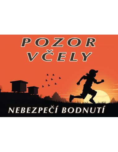 Střední PVC tabule 420x295 mm - pozor, včely, hrozba bodnutí